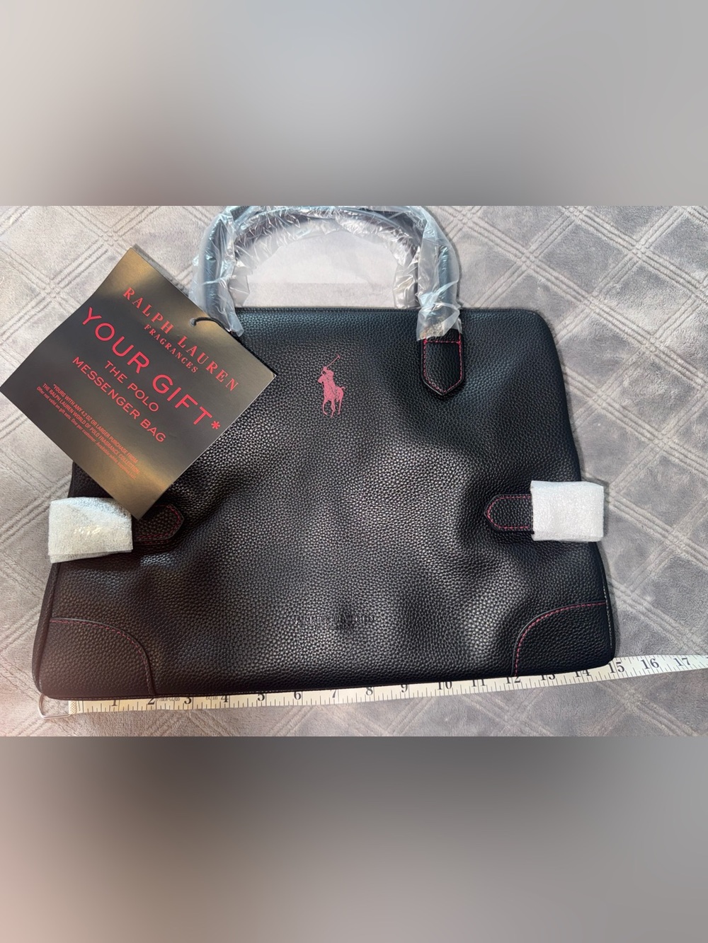 Ralph Lauren The Messenger Polo Bag Black Pink